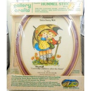 Hummel Stitchery Crewel Kit Umbrella Children After the Rain Gallery Crafts NOS